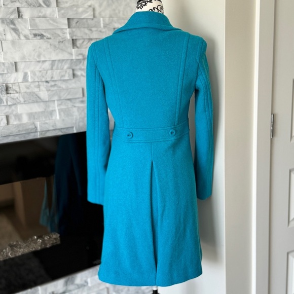 Gap Long Button Up Coat Peacock Turquoise Blue S - Picture 5 of 7
